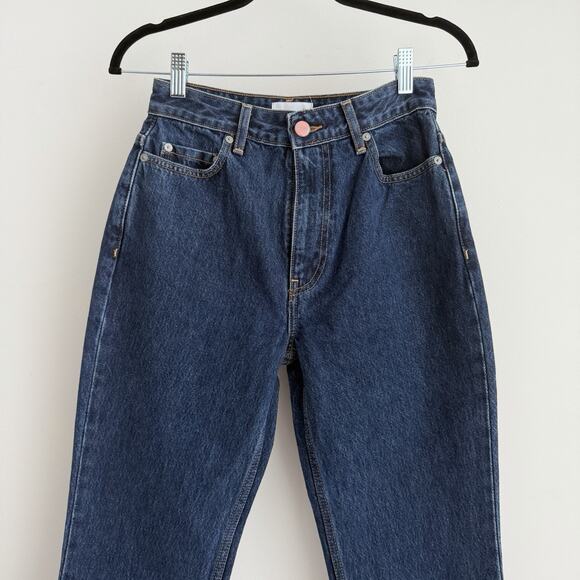 GANNI Jeans Womens 26 Betzy Slim Flare Dark Wash Blue Stone Minimalist Staple - Picture 3 of 16